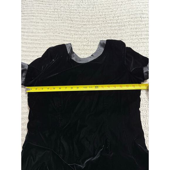 VTG Velour Sheath Dress Short Sleeves Back Bow Cut Outs Knee Length Womens Large - Picture 5 of 13